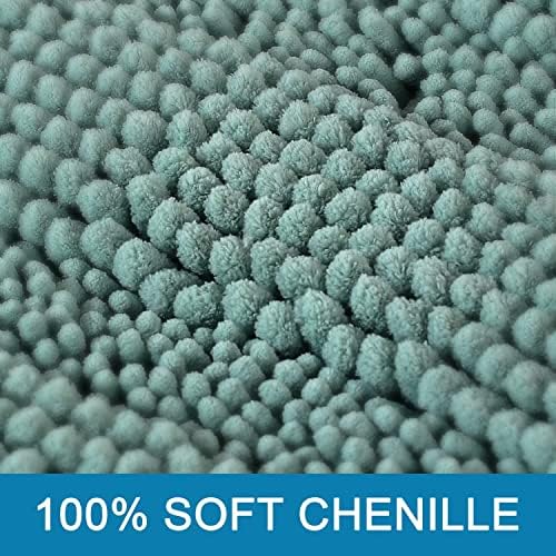 H.VERSAILTEX Bathroom Rugs Bath Rugs for Bathroom Non Slip Bath Mats Extra Thick Chenille Striped Rug 17" x 24" Absorbent Soft Shaggy Washable Dry Fast Bath Mats for Bath Room Floor - Eggshell Blue