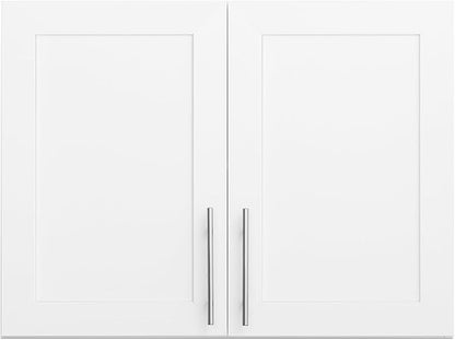 Prepac Elite 24" H Wall Cabinet with Panel Doors, White Storage Cabinet, Bathroom Cabinet, Pantry with 1 Adjustable Shelf 16.75" D x 32" W x 24" H, WSUR-1002-1