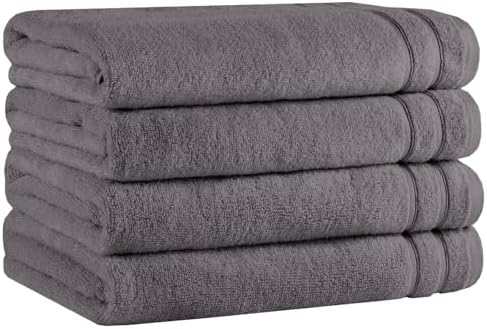 Comfort Spaces 4 Pc Bath Sheet Set 30x60, 100% Cotton 400GSM, Dark Grey