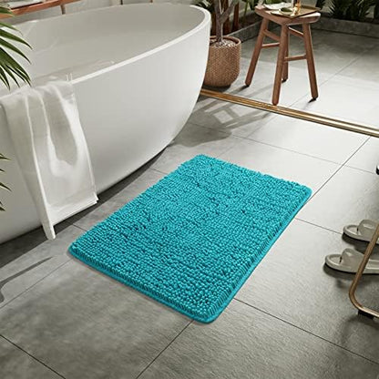 LOCHAS Luxury Bathroom Rug Shaggy Bath Mat 20 x 32 Inch, Teal Blue