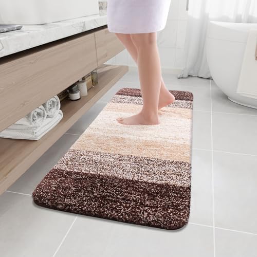 Arotive Microfiber Bathroom Rugs, Shaggy Soft Absorbent Bath Rug, 47x20
