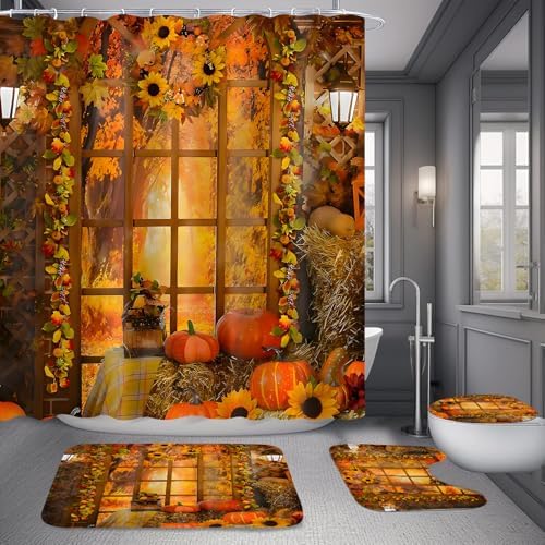 Yddsky Fall Maple Garland House Shower Curtain Sets for Bathroom,72x72 Inch