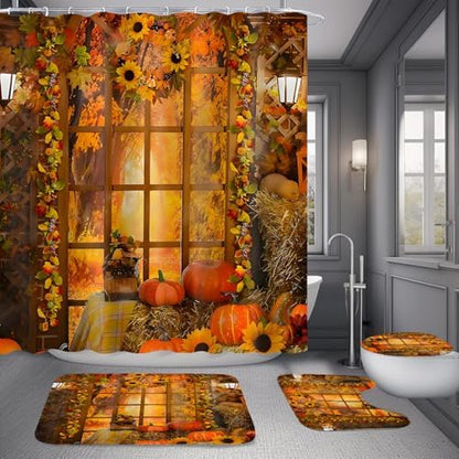 Yddsky Fall Maple Garland House Shower Curtain Sets for Bathroom,72x72 Inch
