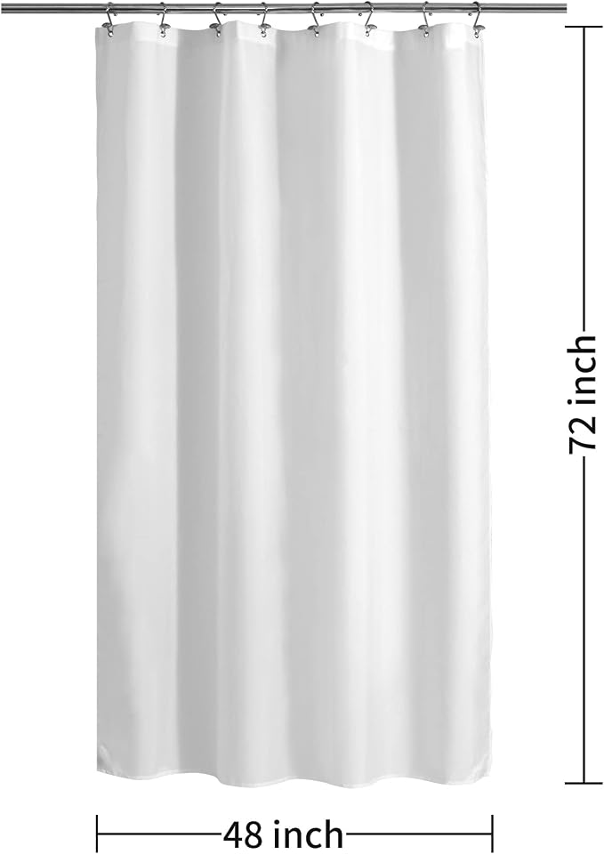 ALYVIA SPRING 48x72 Stall Waterproof Fabric Shower Curtain or Liner White | 2 Magnets, Soft Cloth & Hotel Quality, Machine Washable, Light-Weight, Stall Size
