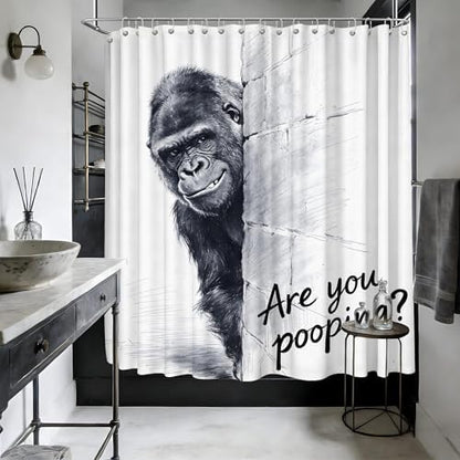 Extra Long Shower Curtain Funny Gorilla Clawfoot Tub, 108 x 72 in