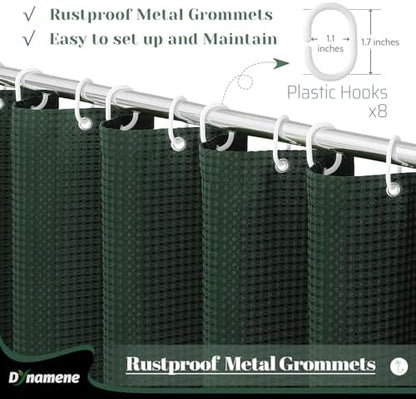 Dynamene Stall Waffle Shower Curtain 256 GSM Heavy Fabric 48x72 Dark Green