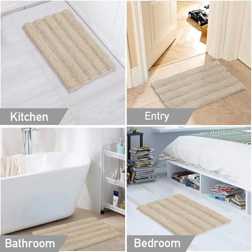 Turquoize Small Bathroom Rug 17x24, Soft Absorbent Chenille Bath Rug, Fog