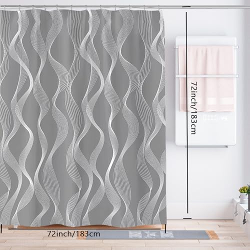LLSCL Fabric Shower Curtain Liner with Magnets, Waterproof Hotel Quality, 72 x 72 Machine Washable