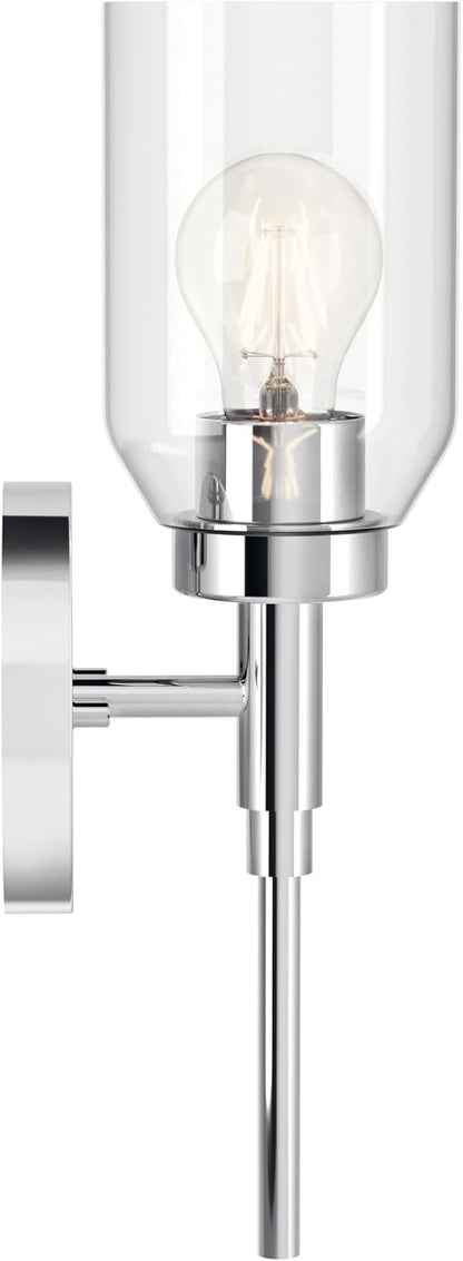 Kichler Madden 1-Light Wall Sconce with Clear Glass in Chrome, Sloped Ceiling Compatible, for Bathroom or Hallway (14.75" x 5"), 55183CH
