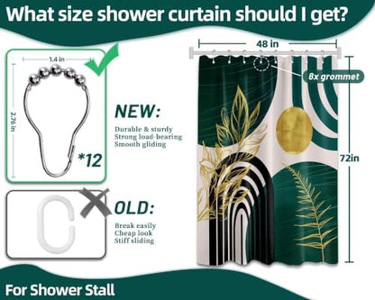 Emerald Green and Gold Stall Shower Curtain, 48X72 in Narrow Small