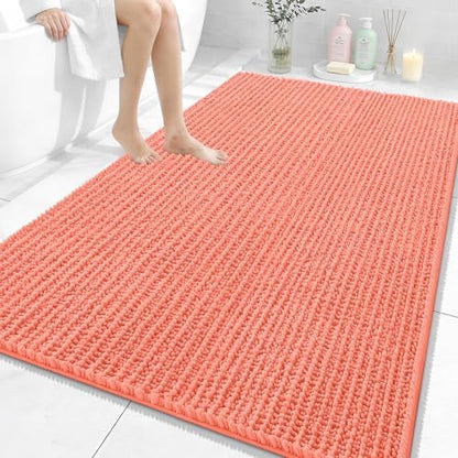 OLANLY Large Bathroom Rugs 59x35, Thick Soft Absorbent Chenille Bath Rugs