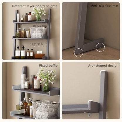 3-Tier Bathroom Over Toilet Storage for Small Space (Grey)