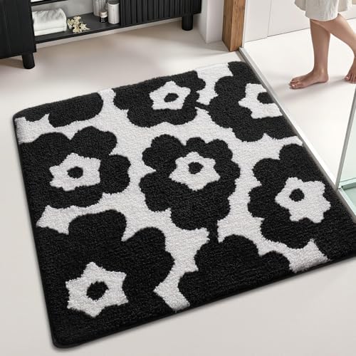 LUMI Square Bathroom Rug 26x26, Soft Absorbent Bath Mat, Non Slip