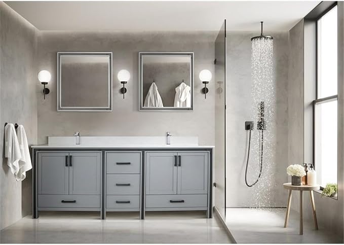 Ziva 84 in W x 22 in D Dark Grey Double Bath Vanity and Cultured Marble Top