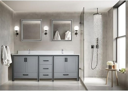 Ziva 84 in W x 22 in D Dark Grey Double Bath Vanity and Cultured Marble Top