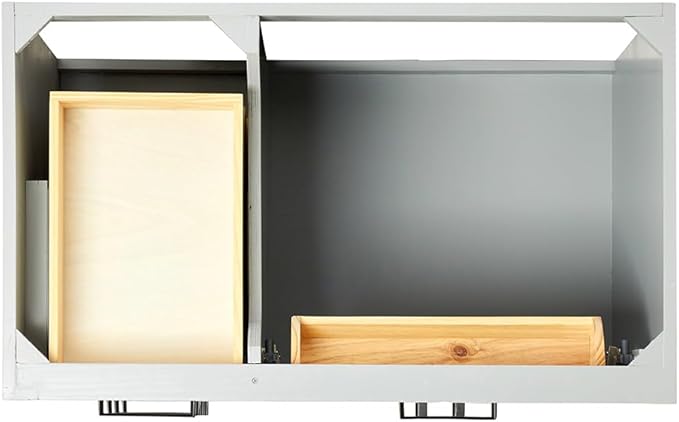 ARIEL Hepburn 36-inch Bathroom Vanity Base Cabinet,Solid Wood, 2 Soft Closing Doors, 5 Dovetail Drawers, Grey