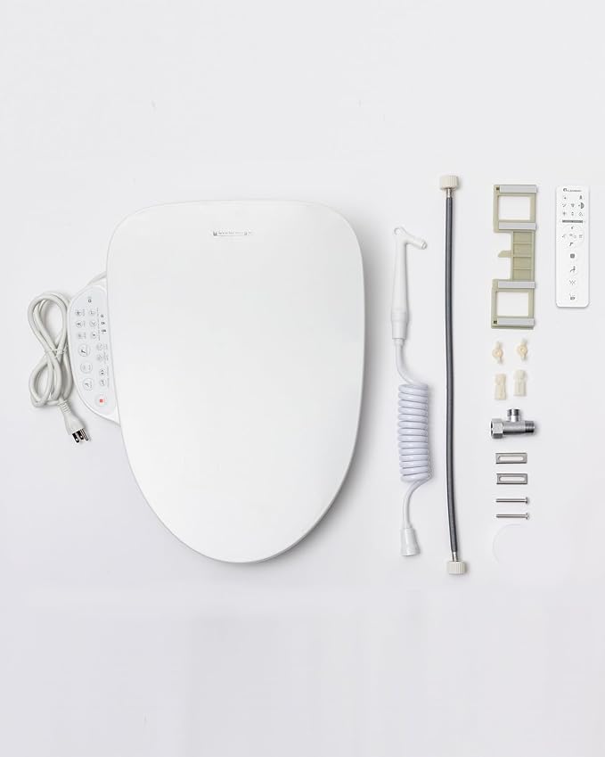 DC01 Pro iCleaningo Electric Bidet Toilet Seat, Side Panel Control, Instant Heating, Warm Water Wash, Heated Seat, Warm Air Dry, Auto Open & Close Lid, 360° Handheld Sprayer, Elongated, Remote