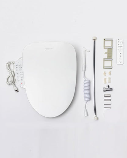 DC01 Pro iCleaningo Electric Bidet Toilet Seat, Side Panel Control, Instant Heating, Warm Water Wash, Heated Seat, Warm Air Dry, Auto Open & Close Lid, 360° Handheld Sprayer, Elongated, Remote