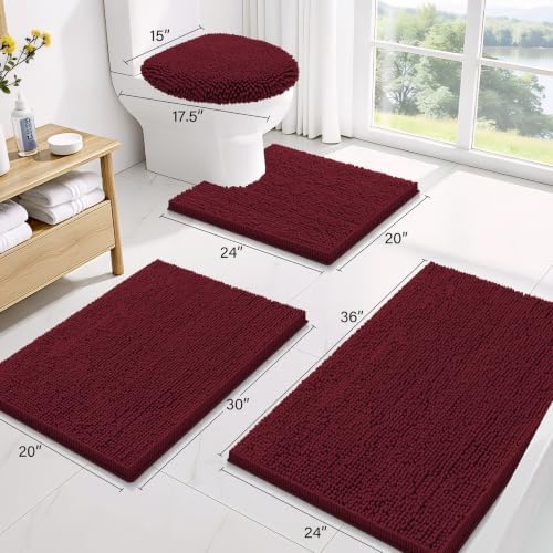 Smiry Bathroom Rugs 30X18, Luxury Chenille Extra Soft Absorbent Bath Mat
