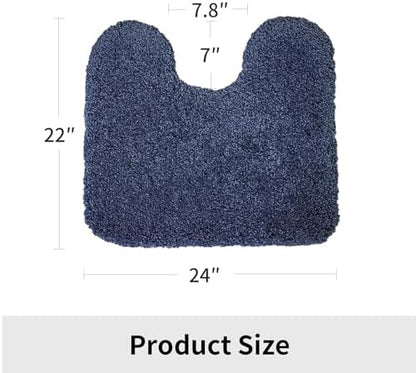 Disolla Toilet Mat 22x24 Navy - Non Slip Fluffy U-Shaped Contour Rug, Ultra-Soft Plush Toilet Floor Mat, Absorbent & Machine Washable