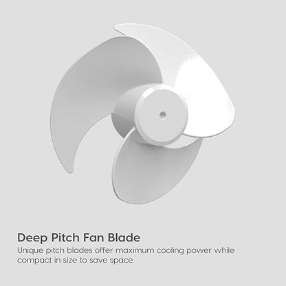 IRIS USA WOOZOO Desk Fan, Oscillating Table Air Circulator, 3 Speeds, 52ft Max Air Distance, 112° Adjustable Tilt, 30db Quiet Motor, Small Fan for Bedroom, Office, Dorm, White
