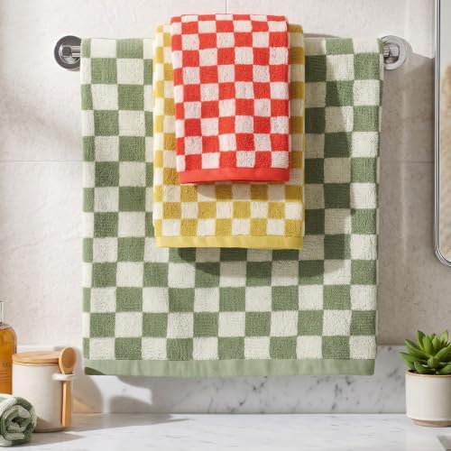 Hahafelt Decorative Bathroom Towel Set,Colorful,Checkered