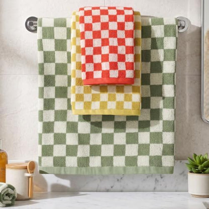 Hahafelt Decorative Bathroom Towel Set,Colorful,Checkered