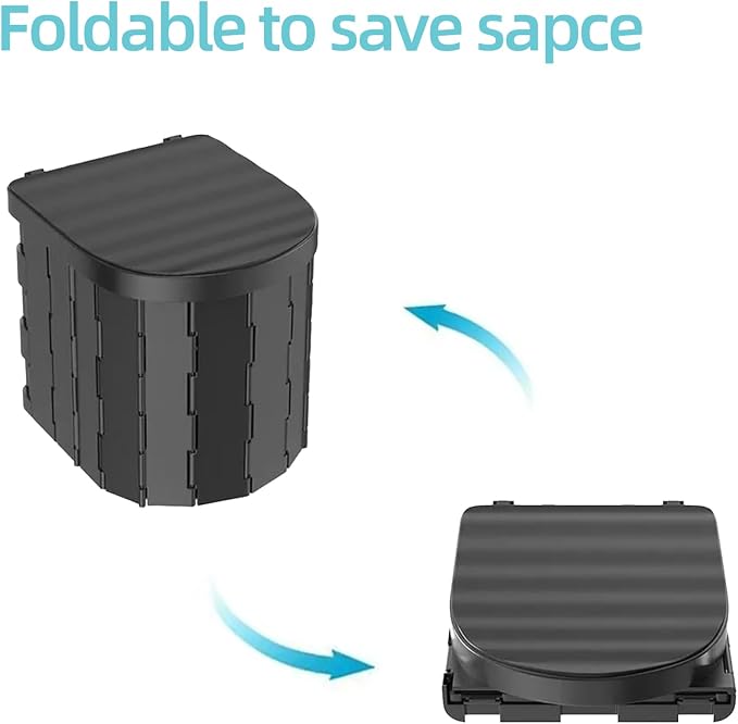 Compact Foldable Travel Toilet for Camping, Hiking, Road Trips, and Emergencies – Heavy-Duty Portable Toilet with 300 lbs Capacity, Easy to Clean, Lightweight & Space-Saving Design(Circular arc）