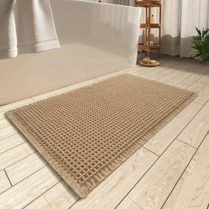 Upgraded Waffle Bath Mat Ultra Absorbent Non Slip Bathroom Mat, 20" x 32"