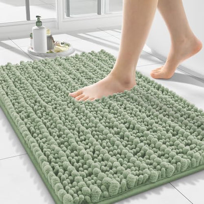 Smiry Bathroom Rugs 24X16, Extra Soft Rubber Backing Chenille Bath Mats