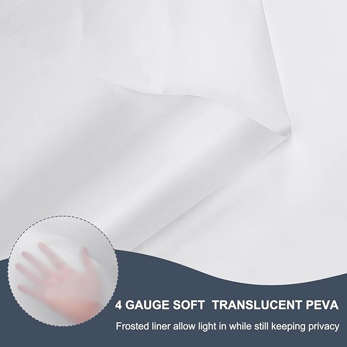 EurCross Frosted Extra Long Shower Curtain Liner 86 inch Long Length, Waterproof Opaque PEVA Plastic Shower Liner for Bathroom 72x86 inch with 5 Bottom Magnets No Smells with Rustproof Grommets