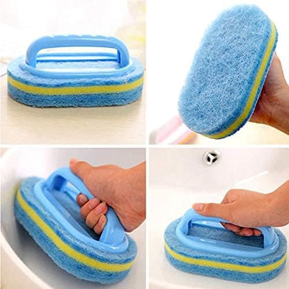 KOKSI Cleaning Brush for Bathroom Kitchen Bathtub Toilet Cleaner All Purpose Shower Sponge Scrubbing Brush with Ergonomic Handle