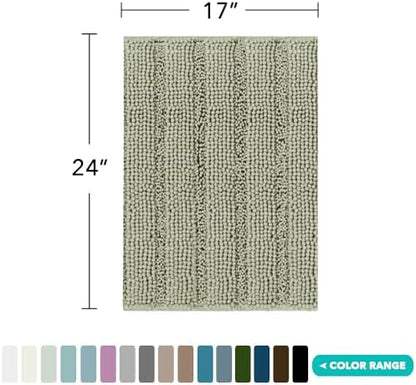 Turquoize Small Bathroom Rug 17x24, Soft Chenille Bath Rug, Eucalyptus
