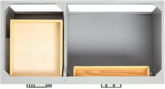 ARIEL Hepburn 42-inch Bathroom Vanity Base Cabinet,Solid Wood, 2 Soft Closing Doors, 5 Dovetail Drawers, Grey