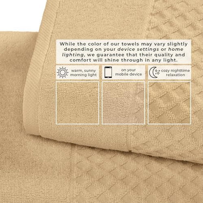 Great Bay Home Hand Towels - 100% Cotton 6 Pack 26x16 Hand Towel Set - Absorbent, Durable, Quick-Dry Towels for Bathroom (Oatmeal)