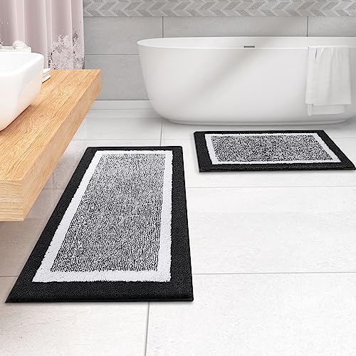 OLANLY Bathroom Runner Rugs 59x20, Extra Long Bath Mats for Bathroom, Black
