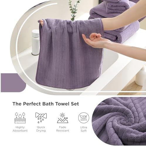Hailea Hand Towels Set 16x31 Inches,Soft Microfibers Bathroom Towel Set 2 Pack,Highly Absorbent Quick Dry Luxury Towel Hotel Spa Gym Hand Towel Collection for Bathroom,Dark Purple
