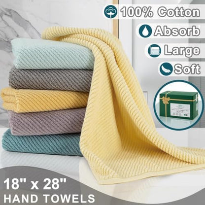 VOOVA & MOVAS Hand Towels 4PC, 100% Cotton, 18x28 in, Deep Turquoise