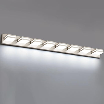 Bathroom Lights Fixtures Over Mirror, 360°Rotate Modern LED Vanity Lights for Bathroom, 64W Dimmable & High CRI Acrylic Wall Lighting, No Assembly Required (Brushed Nickel, 8-Light, 48 Inch)