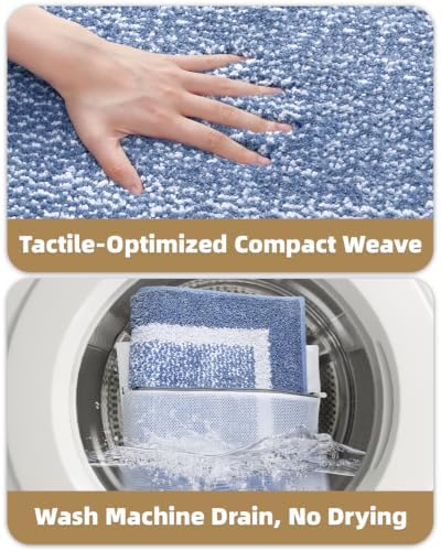 Color&Geometry Simple and Stylish Bathroom Rugs Runner Non Slip,24"x43"Blue