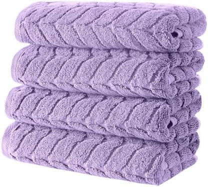 BAGNO MILANO Turkish Cotton Bath Towels, Hand Towels - Soft Plush Jacquard Collection Luxury Towels Set (Lilac, Hand Towel Set of 4)
