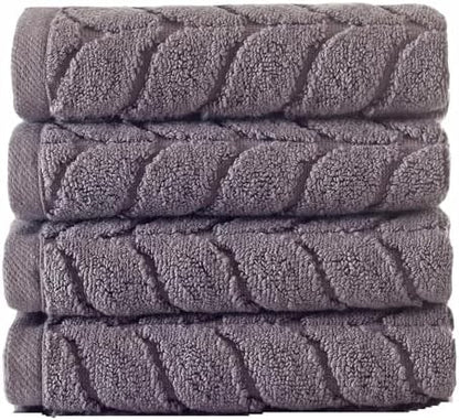 BAGNO MILANO Turkish Cotton Bath Towels, Hand Towels - Soft Plush Jacquard Collection - Highly Absorbent Towel Set (Grey, 2 pcs Bath Towel Set)