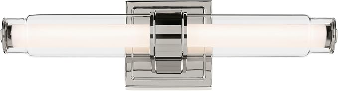 Kichler Laurene LED Bath Bar Light, Polished Nickel | Linear vanity light with clear glass for mirrors and vanities (18.5" x 5"), 55237PNLED