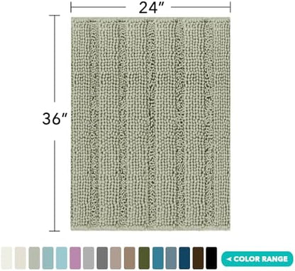 Turquoize Bathroom Rug 24"x36", Absorbent Chenille Bath Rug, Eucalyptus
