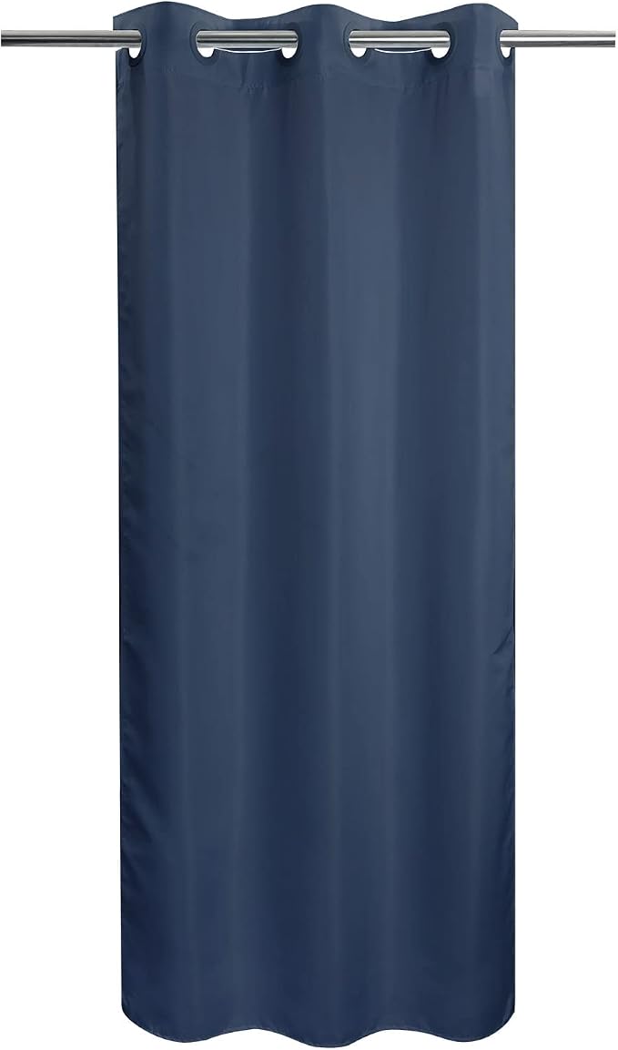 River Dream No Hook Stall Shower Curtain or Liner Microfiber Navy, 36x74 | Waterproof Small Fabric Shower Curtain Set for Narrow Stall, Bottom Magnets, Soft & Machine Washable, 36W x 74H