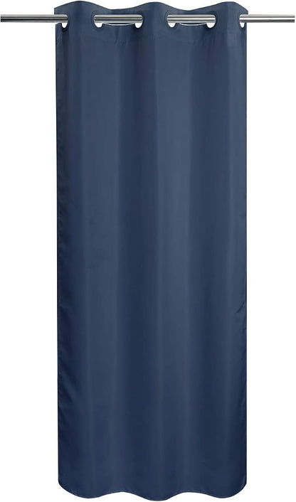 River Dream No Hook Stall Shower Curtain or Liner Microfiber Navy, 36x74 | Waterproof Small Fabric Shower Curtain Set for Narrow Stall, Bottom Magnets, Soft & Machine Washable, 36W x 74H