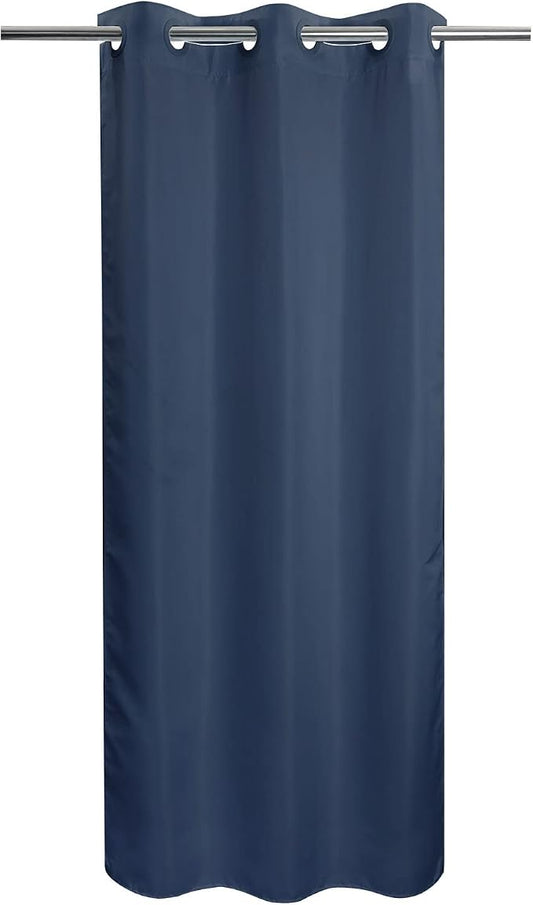 River Dream No Hook Stall Shower Curtain or Liner Microfiber Navy, 36x74 | Waterproof Small Fabric Shower Curtain Set for Narrow Stall, Bottom Magnets, Soft & Machine Washable, 36W x 74H