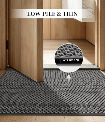 YIHOUSE Dark Grey Bathroom Rugs Sets 3 Pieces,Thin Bath Mat Quick Dry