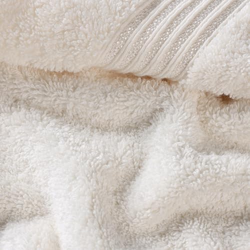 Superior Egyptian Cotton 3-Piece Towel Set, Basic Towels For Bathroom, Home Decor, Guest Bath, Shower, Apartment, Included 1 Face, 1 Hand, 1 Bath Towel, Washcloth, Quick Dry, Ivory