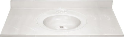 Design House Cultured Marble Vanity Top, 49 in W x 22 in D, Integrated 4 in Centerset Oval Sink & Backsplash, Ivory Swirl, 586347 | With Backsplash, , Countertop, Classic, Cultured Marble, Bath, 586347